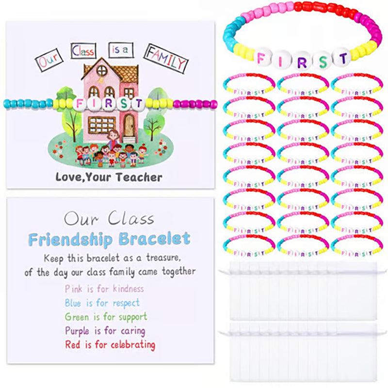 Acrylic letter colored seed bead bracelet