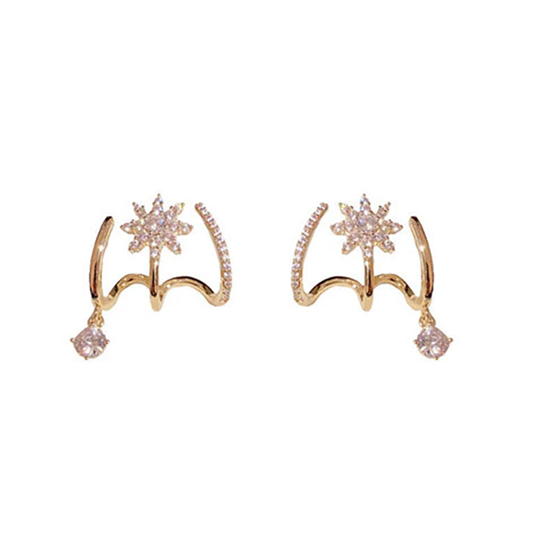 Eight-pointed star linear earrings