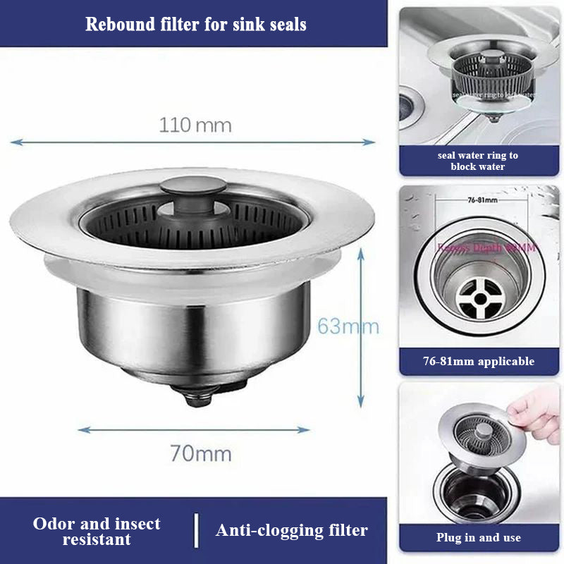 Upgraded Sink Bounce Core Drain Strainer