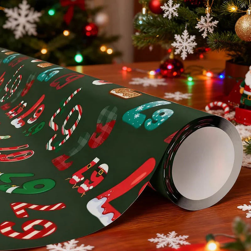 Fun number pattern Christmas gift wrapping paper
