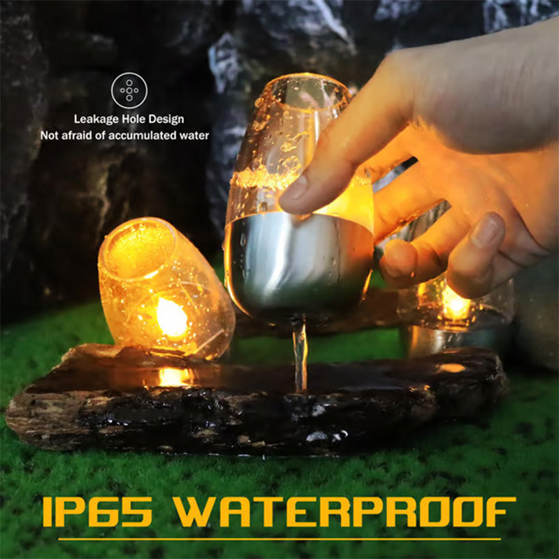 Solar-powered candle wine glass lamp