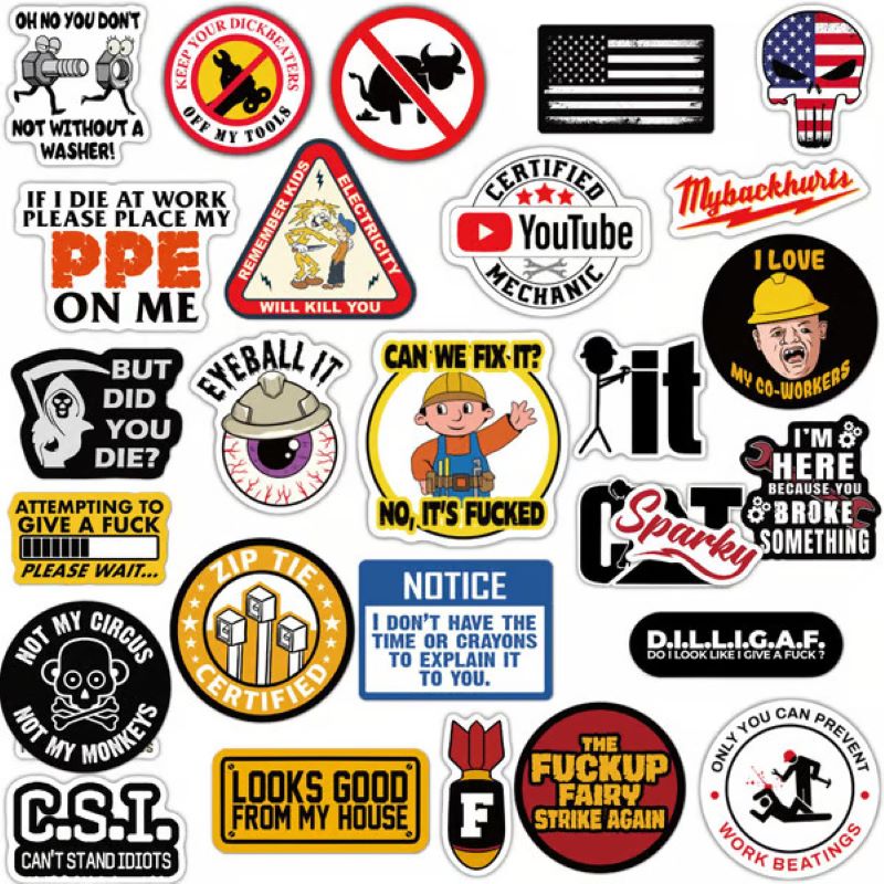 🔥🔥150 Pcs blue collar funny stickers👷‍♂️