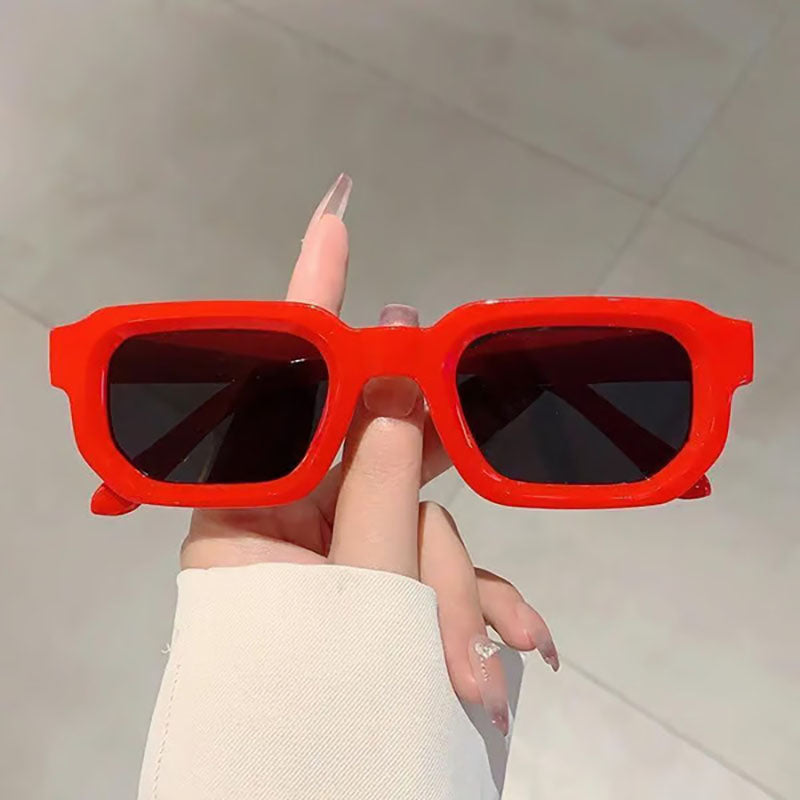 Retro unisex rectangular frame sunglasses with UV400 protection