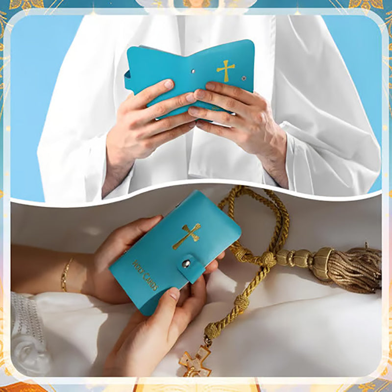Catholic Leather Card Holder – Pocket-Style Prayer Card Holder with Button