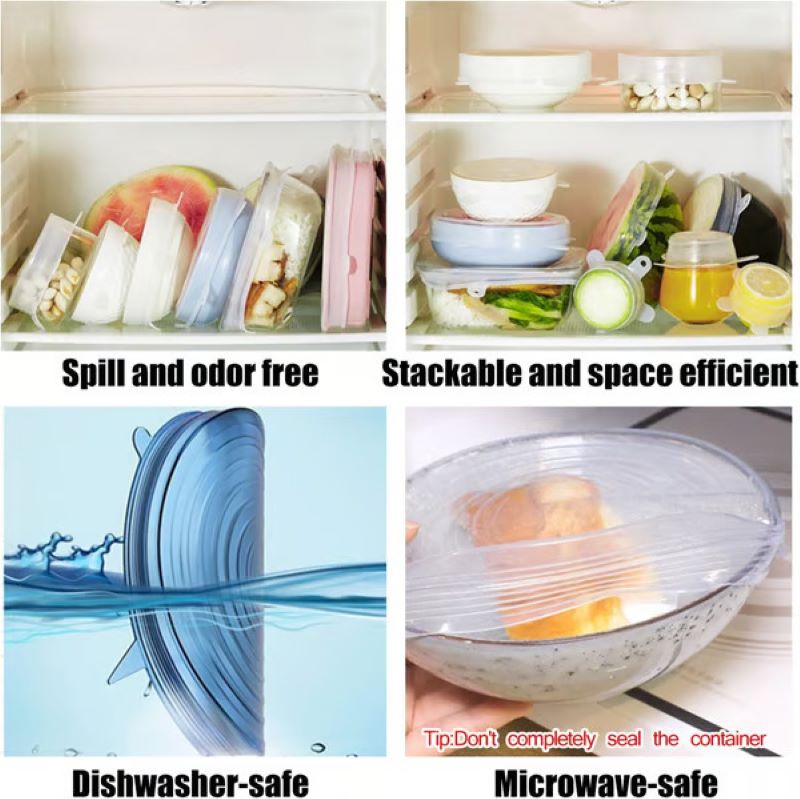 Reusable elastic silicone food storage cover