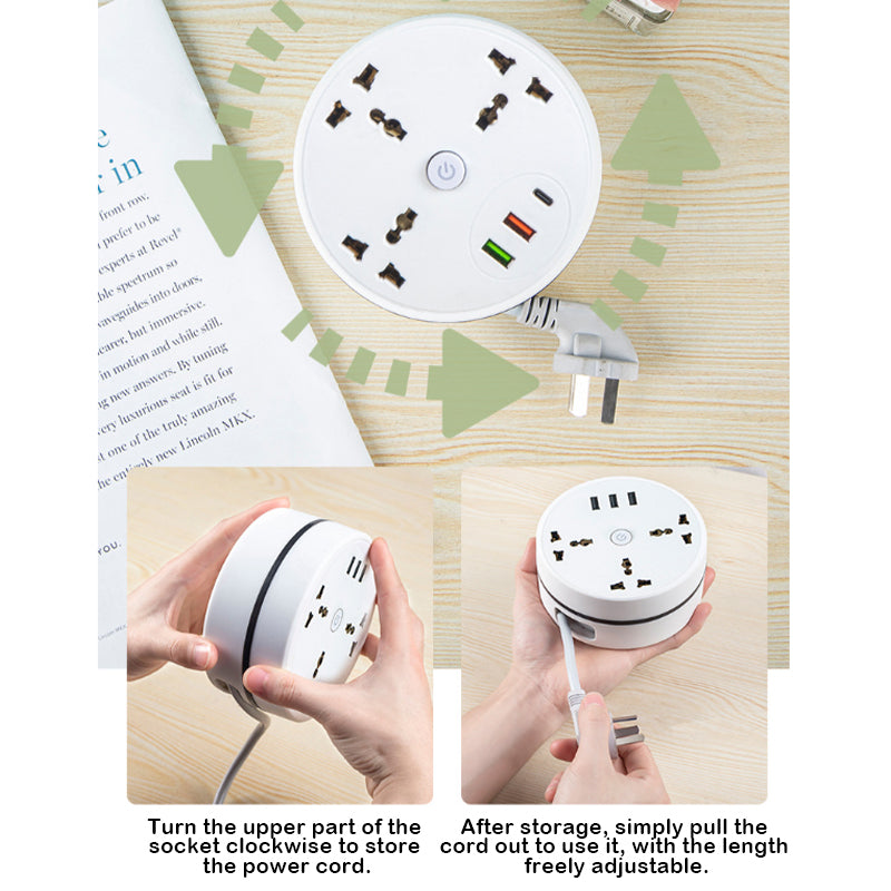 💥Universal storage round power strip
