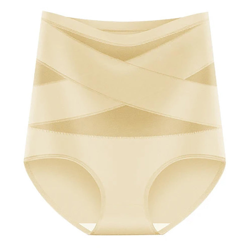Plus-size high-waisted cross-over shaping underwear