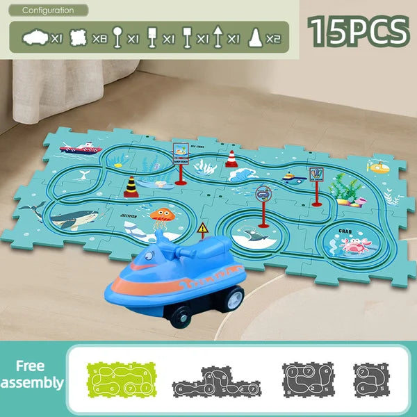 Children's Educational Puzzle Track Car Play Set