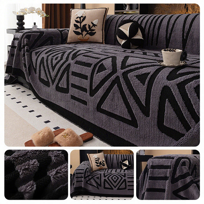 Soft, non-slip plush sofa cover – for maximum comfort 🐑🔒