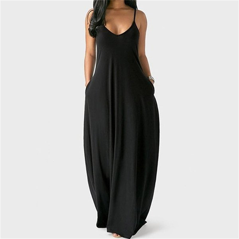 Solid Slant Pocket Dress