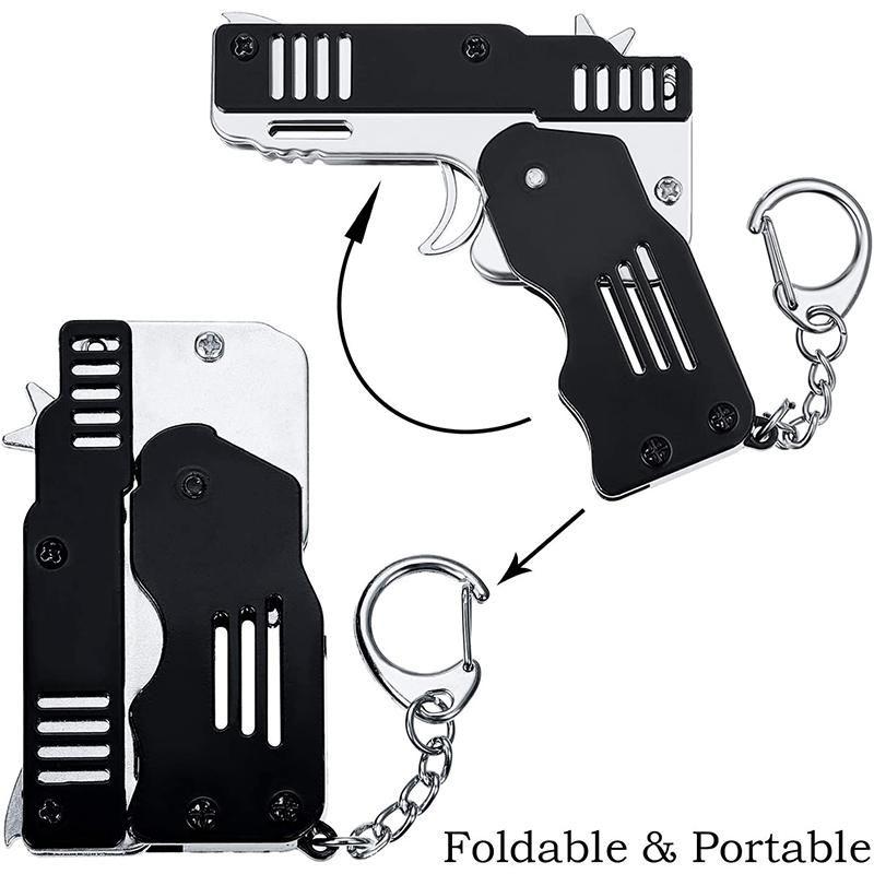 Mini Folding Rubber Band Gun Toy Keychain