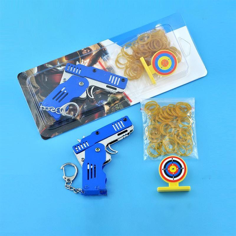 Mini Folding Rubber Band Gun Toy Keychain