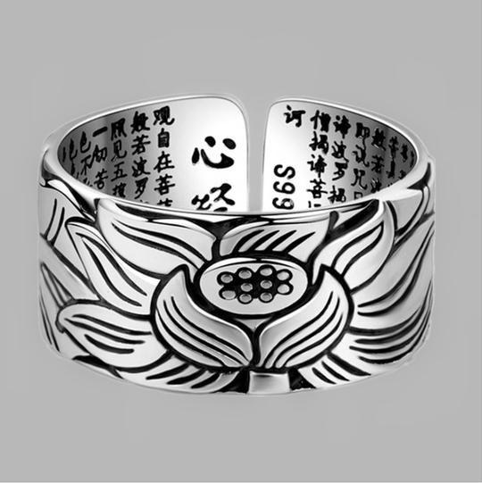 Positive Thoughts Lotus Pattern Ring