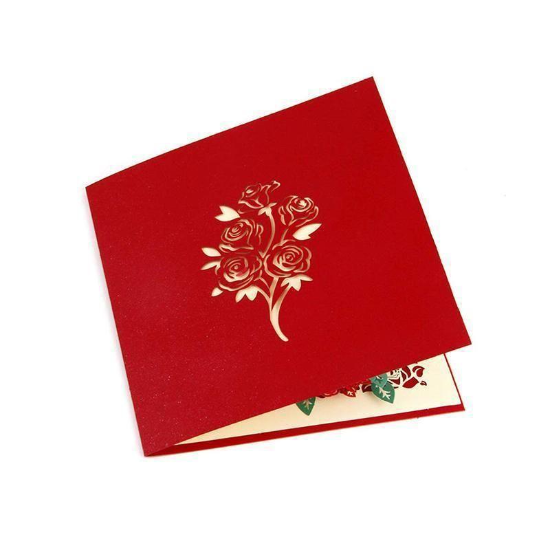 Romantic Rose Bouquet Pop-Up Card