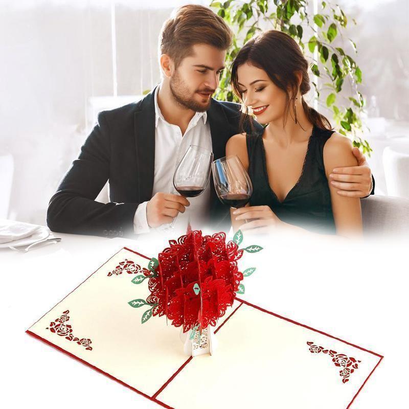 Romantic Rose Bouquet Pop-Up Card
