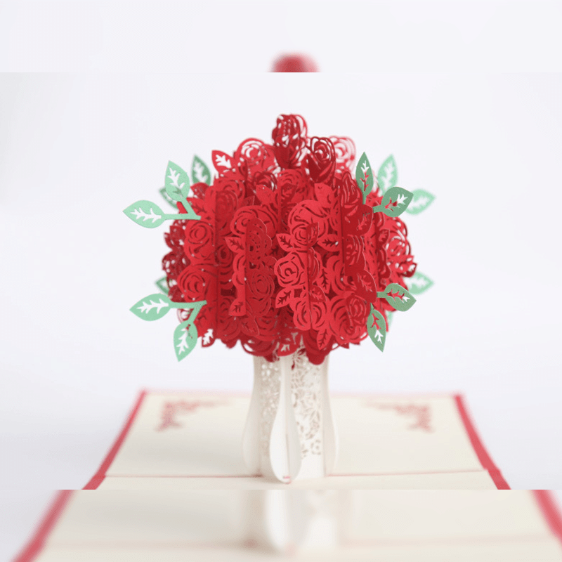 Romantic Rose Bouquet Pop-Up Card
