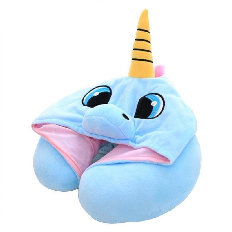 Unicorn Hooded Animal Travel Neck Pillow