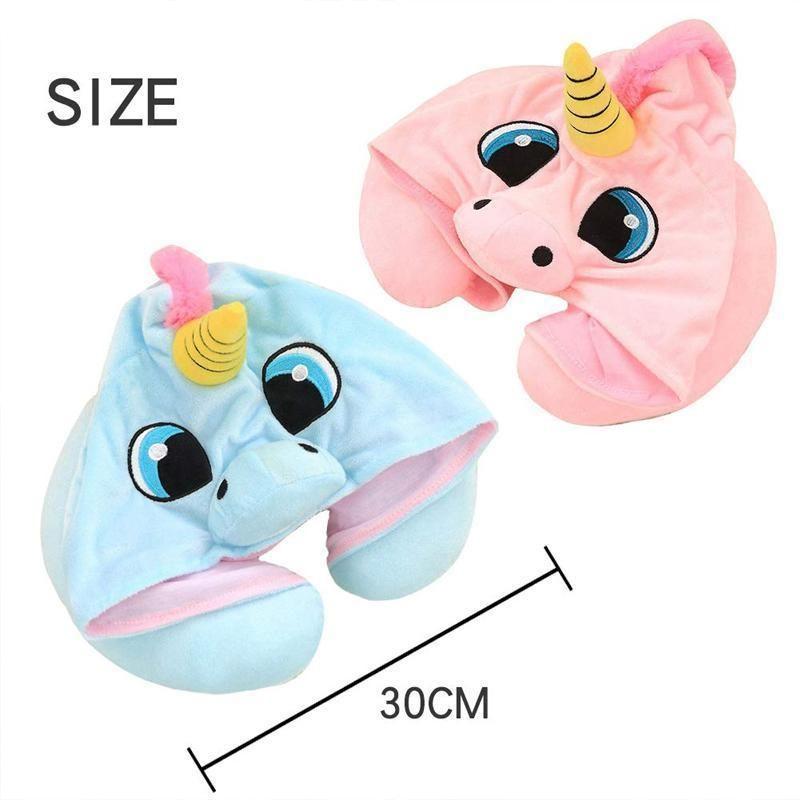 Unicorn Hooded Animal Travel Neck Pillow