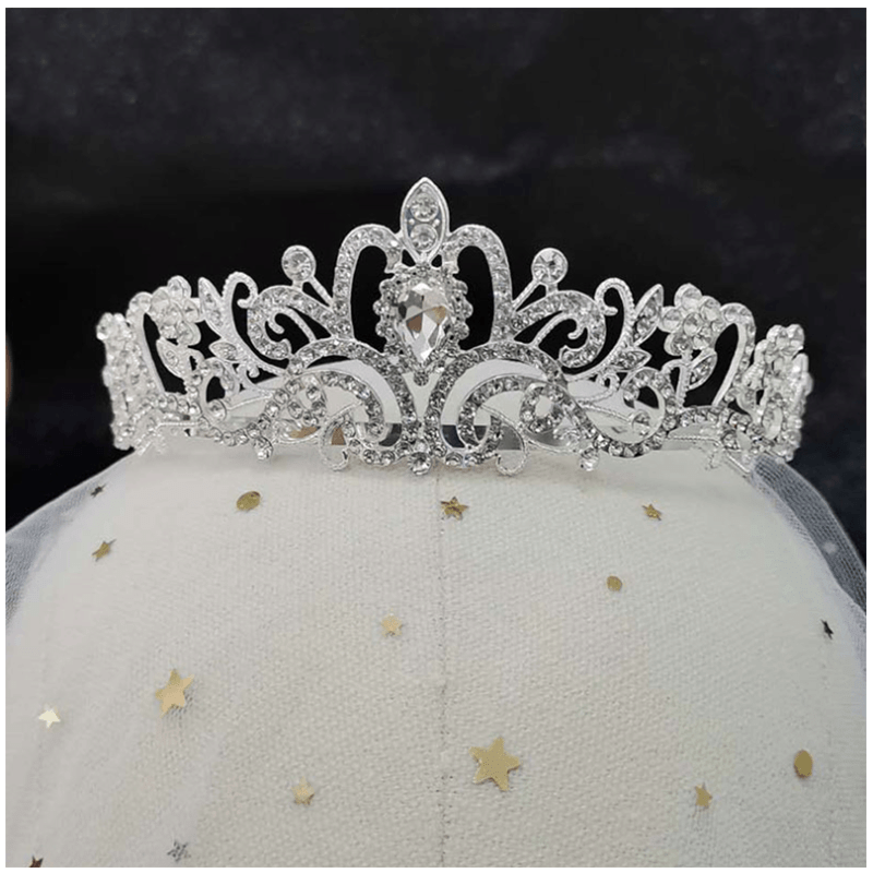 Crystal Tiara Crown with Rhinestones Comb