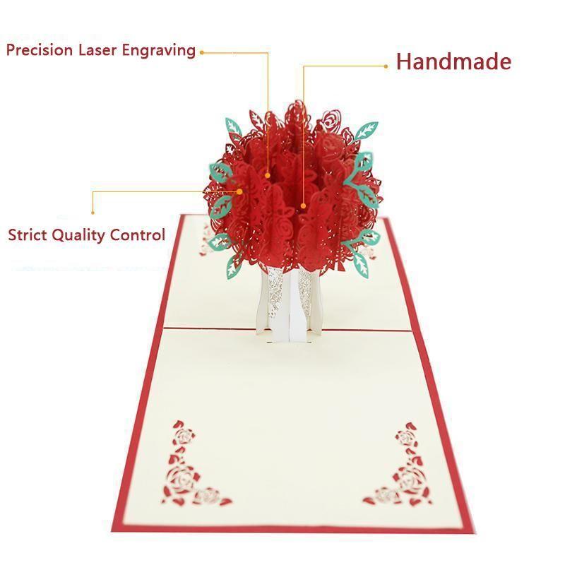 Romantic Rose Bouquet Pop-Up Card