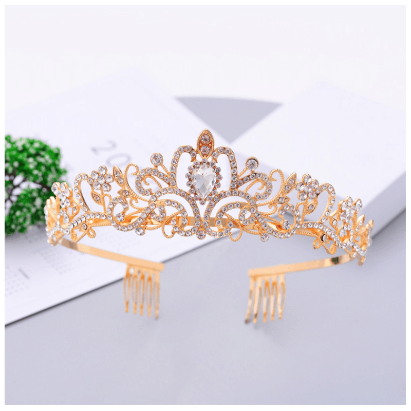 Crystal Tiara Crown with Rhinestones Comb