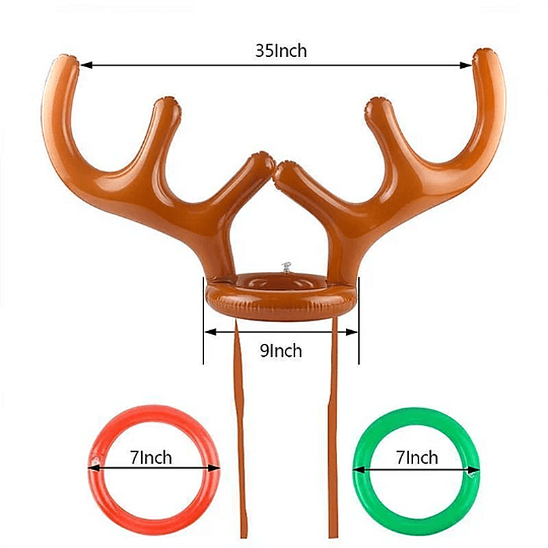 Christmas Inflatable Reindeer Antler Hat with Rings
