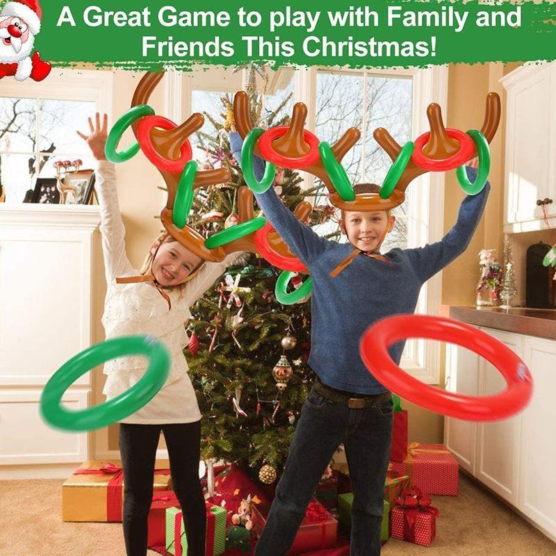 Christmas Inflatable Reindeer Antler Hat with Rings
