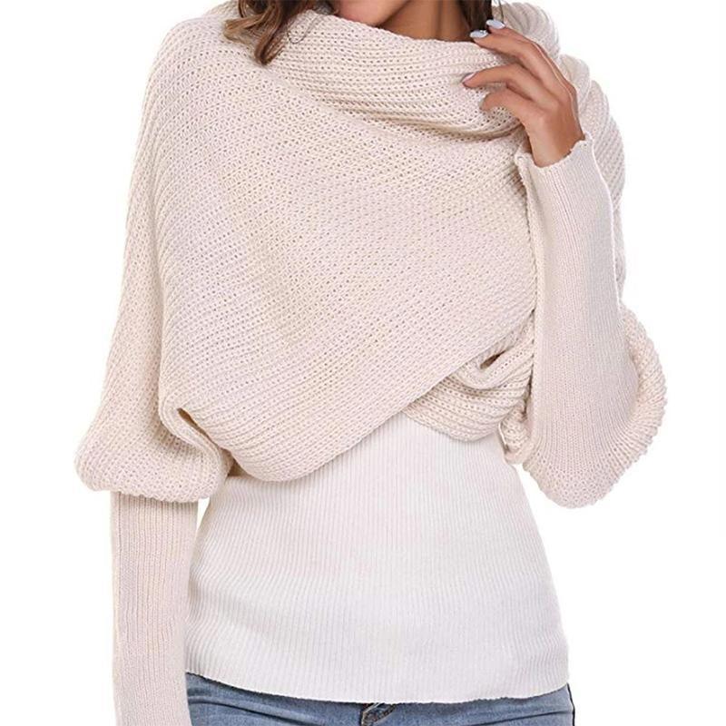 Autumn & winter fashion crochet knitted scarf with sleeves