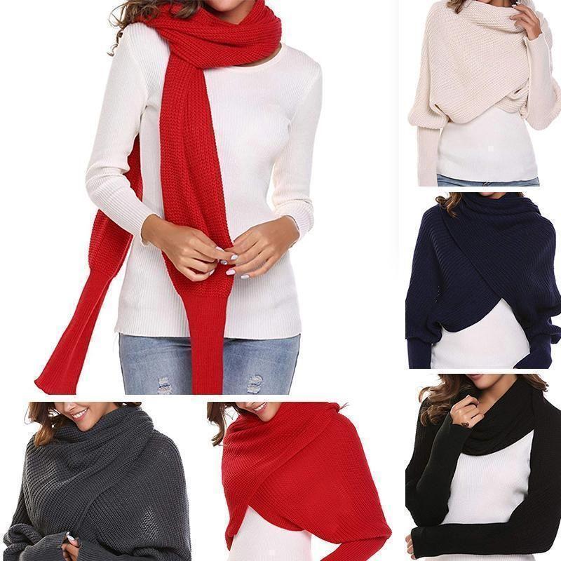 Autumn & winter fashion crochet knitted scarf with sleeves