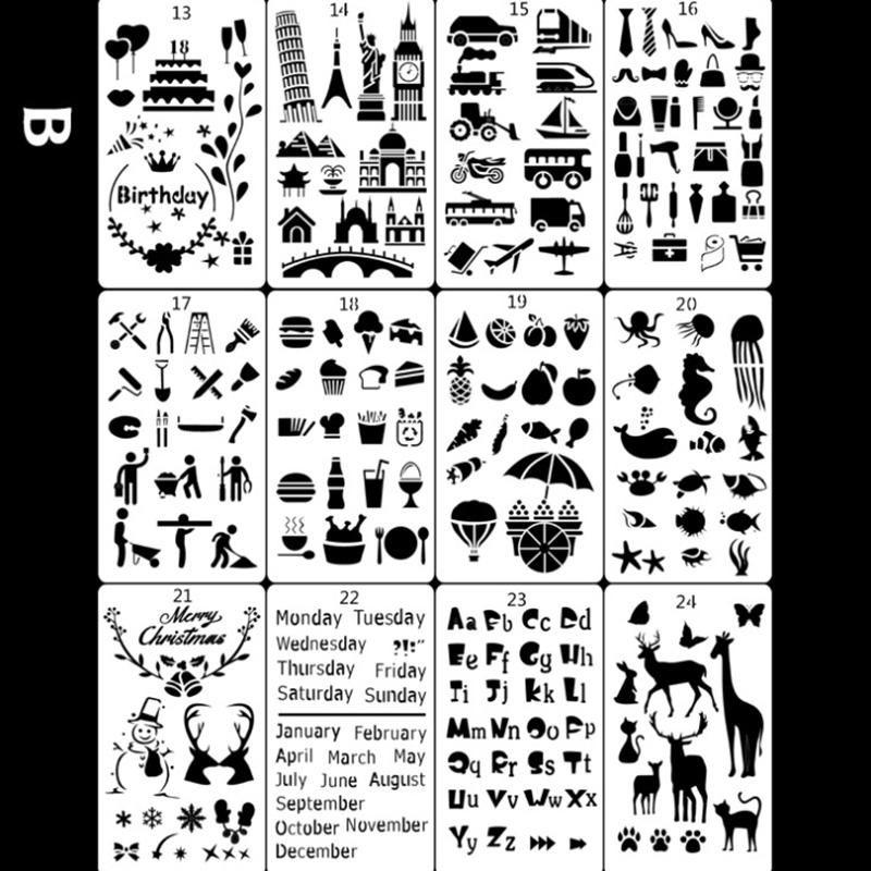 Fast Draw Stencil Art Templates (12 Sheets/Set )