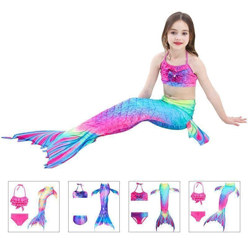 Girls Mermaid Tail Kids Swimsuit Bikini Set