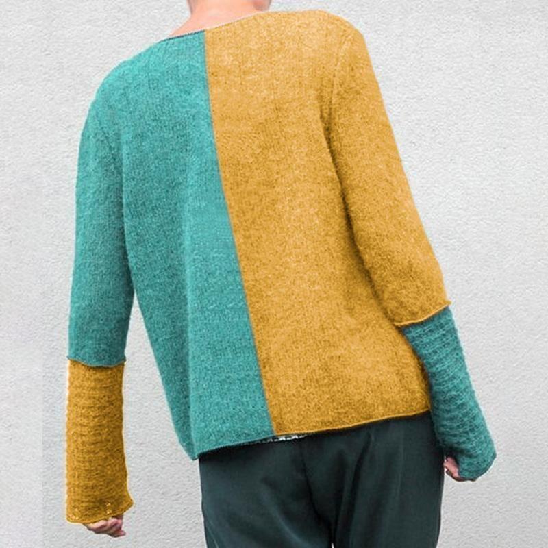 Contrast Color Loose Knit Sweater