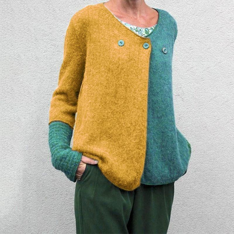 Contrast Color Loose Knit Sweater