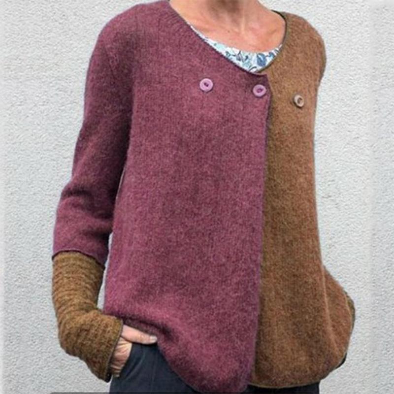 Contrast Color Loose Knit Sweater