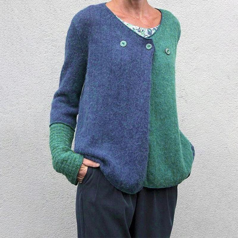 Contrast Color Loose Knit Sweater