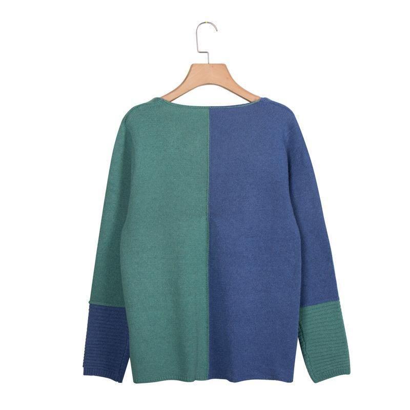 Contrast Color Loose Knit Sweater