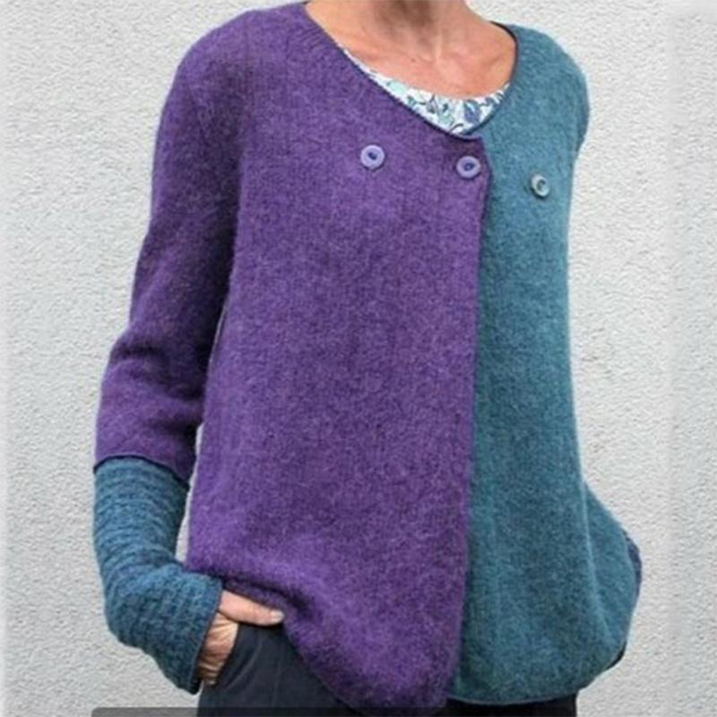 Contrast Color Loose Knit Sweater