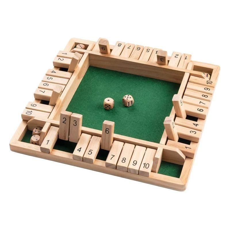 4-Player Shut The Box Wooden Table Dice Game