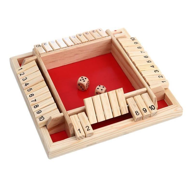 4-Player Shut The Box Wooden Table Dice Game