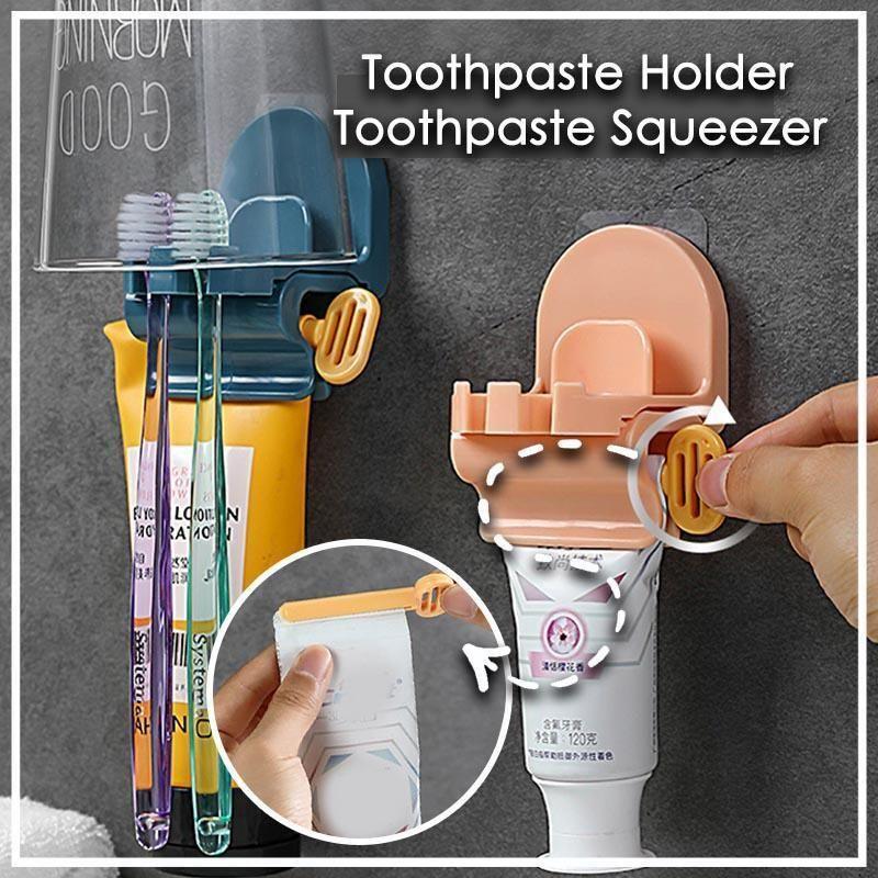 Toothbrush Holder And Rolling Toothpaste Squeezer