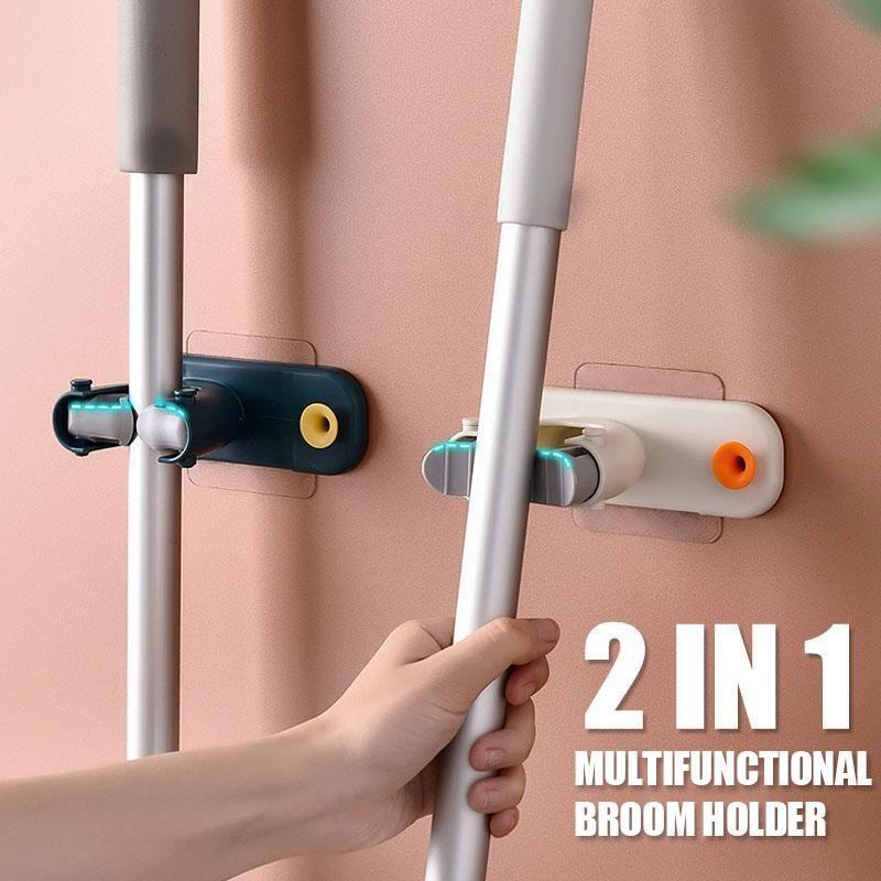 2 In 1 multifunctional broom holder