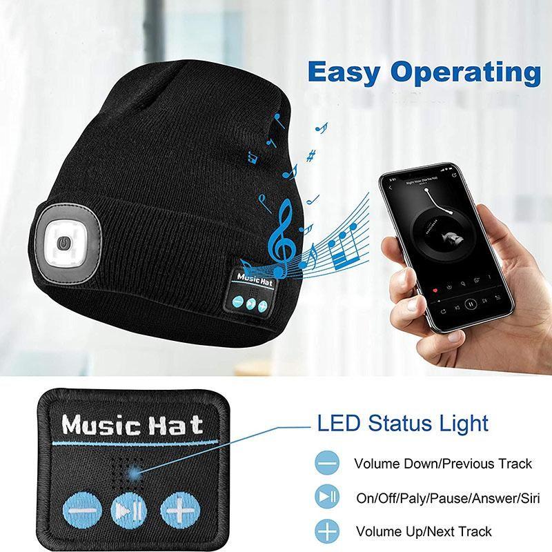 Upgraded Unisex Musical Bluetooth LED Beanie Hat