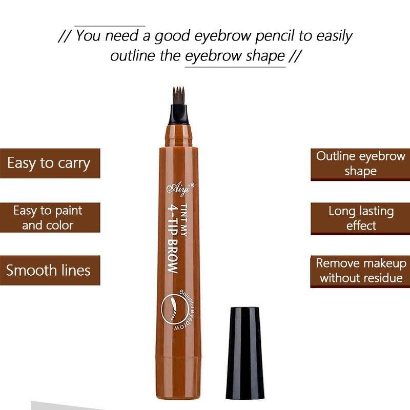 LineBrow Ultra-Fine 4-Tip-Head Long-Lasting Waterproof Microblading Natural Eyebrow Pen