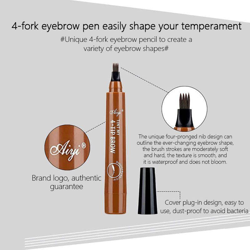 LineBrow Ultra-Fine 4-Tip-Head Long-Lasting Waterproof Microblading Natural Eyebrow Pen