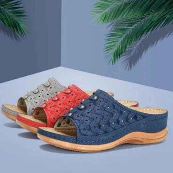 New summer draped heel platform large carved women's casual sandals