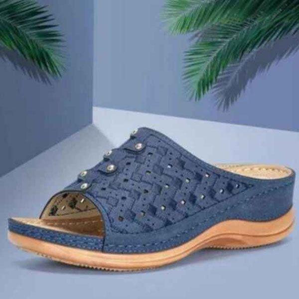 New summer draped heel platform large carved women's casual sandals