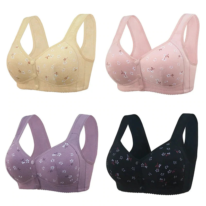 Comfortable and practical bra with buttons at the front
