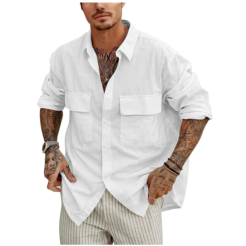 Button down shirt with pocket for men