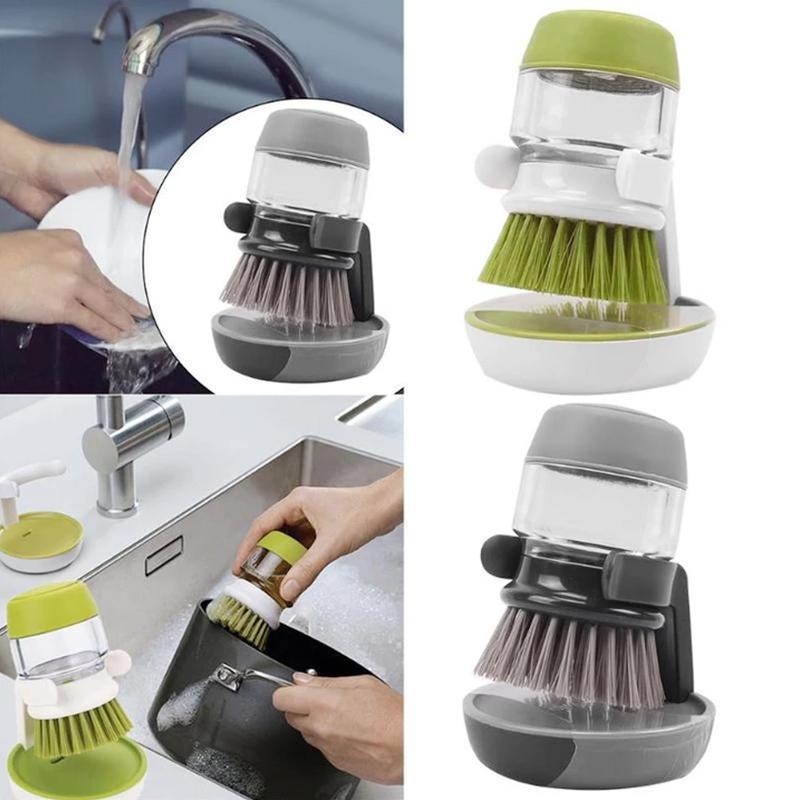 Washing brush with integrated detergent dispenser