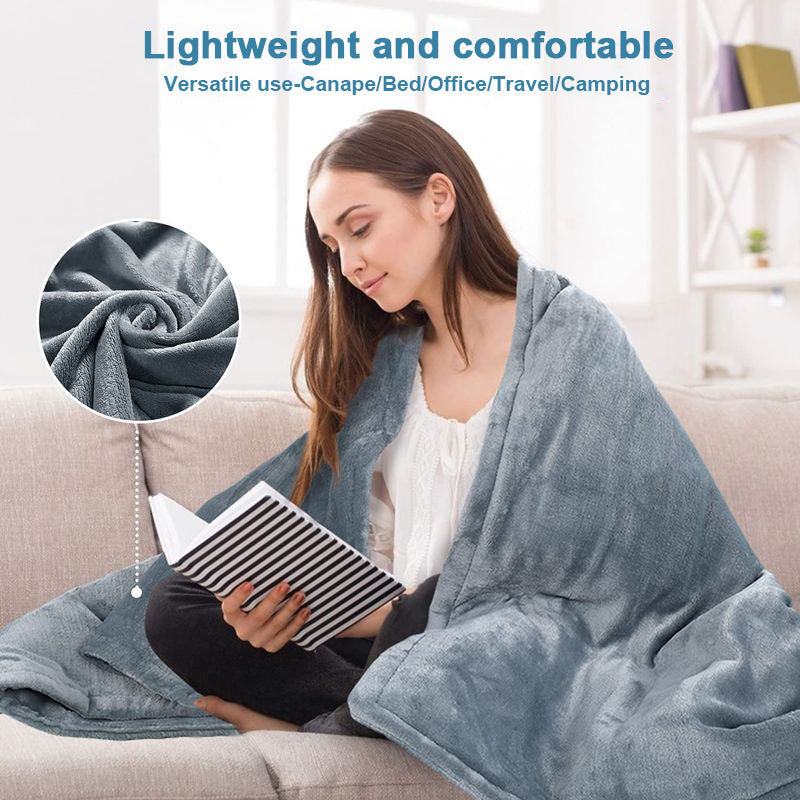 Electrically heated flannel blanket with USB charging